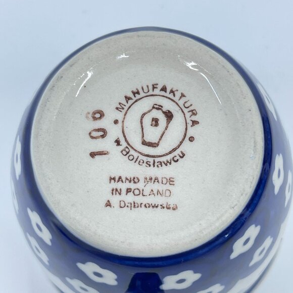 vintage boleslawcu polish pottery mug "forget me not" pattern handcrafted - Picture 6 of 6